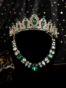 Elegant Wedding Jewelry Set, Luxurious Baroque Style Bride Headpiece, Perfect Gift for Various Festivals, Includes Crown Necklace