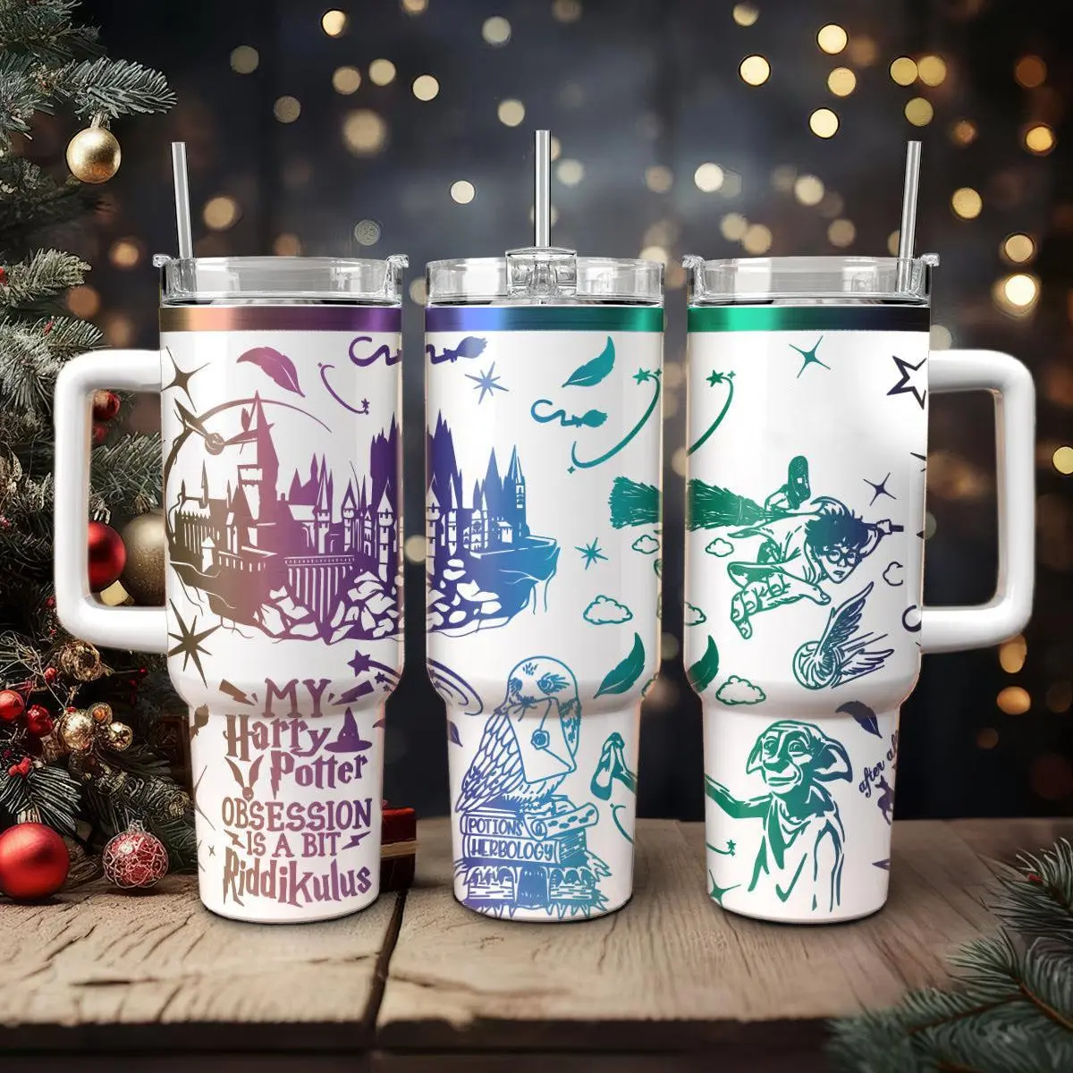 H Potter 20oz - 40oz Tumbler Stainless Steel, Double Wall Insulated, With Handle – Magic Wizard Series Design, Perfect Gift for Fans
