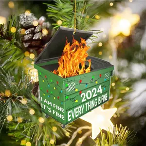 2024 Dumpster on Fire Ornament, Funny 2024 Dumpster Fine Christmas Ornament, Co-Worker Christmas Gift, Best Friend Christmas Decoration