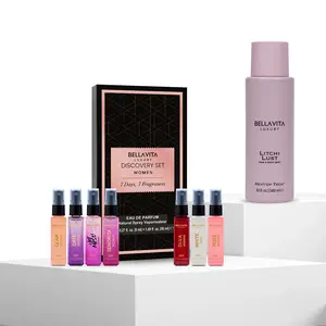 The Scent Discovery by Bellavita Luxury | Discovery Women Perfume Gift Set & Litchi Lust Hair & Body Mist | Fruity Floral & Signature Scents | 7 Mini Perfumes & Revivable Water-Based Mist | Try-Before-You-Buy Fragrance Wardrobe | Vegan & Cruelty-Free