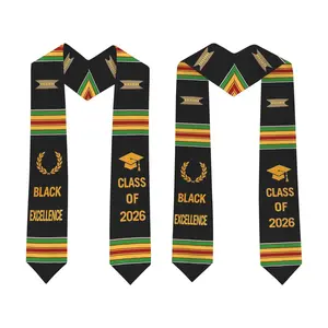 Graduation Stole 2026 – Kente Graduation Stole for Black Women Men, African Graduation Sash with Crown Design