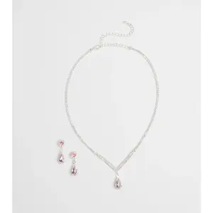 Princess Vibes Rhinestone Necklace And Earrings Set