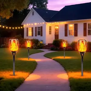 4pc Solar Flame Lights 12 LED, Outdoor Motion Sensor Torch, Garden Decoration, Solar Patio Lights, Solar Powered Lighting, Waterproof, Portable Installation, Yard Decor, Pathway, Fence, Gift