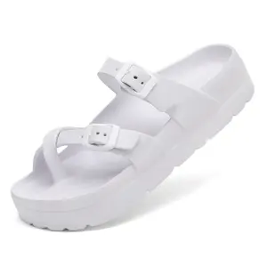 DIOLV Waterproof Platform Sandals for Women with Arch Support and Thick Cushioned Sole Thickbottom Slippers Cloud Slippers