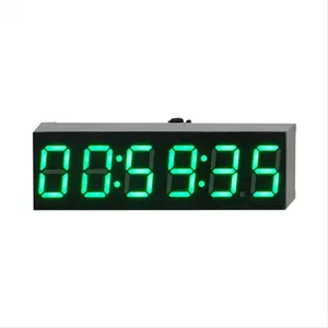 Digital Clock Module, 0.36-Inch 6-Bit Green Light LED Display, Plastic Time Set with Second Counter, Power-Off Memory & Adjustable Brightness