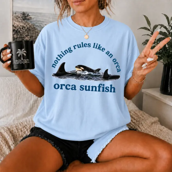 Orca Sunfish Shirt, Vintage Ocean Wildlife Graphic Tee, Retro Marine Life T-Shirt, Coastal Nature Gift, Distressed Sea Animal Shirt