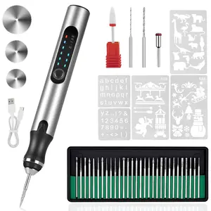 Electric Engraving Pen Kit with 37 Bits, USB Rechargeable Cordless Rotary Engraver for Wood Glass Metal Jewelry Stone DIY Carving Tool