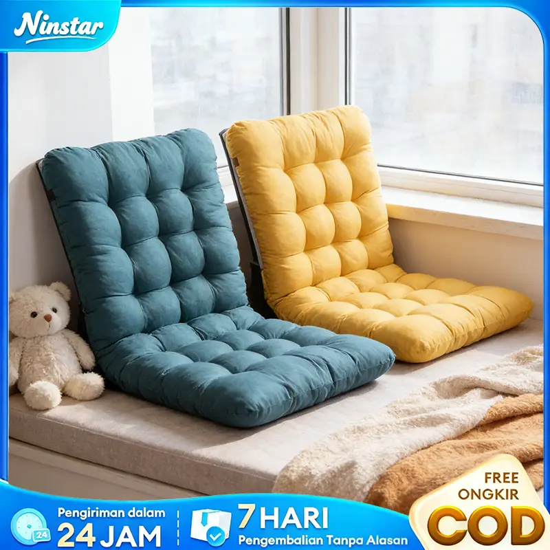 【Ergonomic Pure Cotton Seat Cushion】Thick Polyester Fiber Lounge Chair Cushion - Comfortable, Soft, Washable, Thick Pad with Ties, Full Back Support Fabric Seat Cover for Patio Furniture, Outdoor Seating, Office Chairs, and Indoor/Outdoor Use