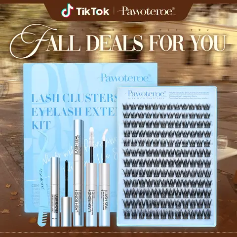 Pawotence Natural Fairy Lash Clusters Kit Wispy Spider Cluster Lashes D Curl Comfortable, Super Soft, Thin Band, Long Lasting Eyelashes DIY Lash Extensions for Daily Makeup Beginner Friendly