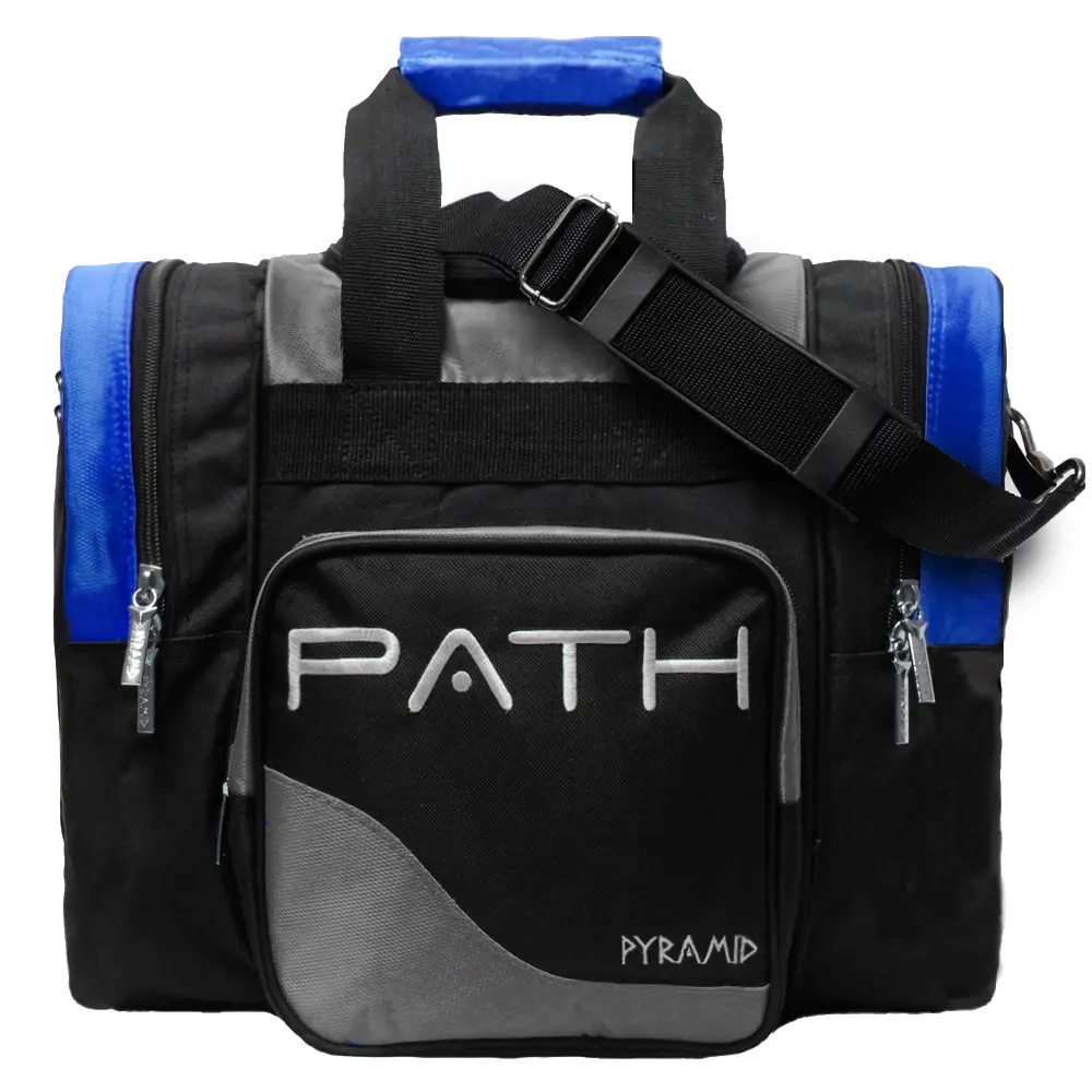 Pyramid Path Pro Deluxe Non-Roller Single Tote Bowling Bag for Adults, Striking Silver/Royal Blue/Black Combination, Best Bag at the Best Price, Striking Combination