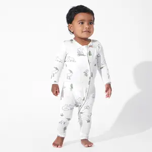 Winter Forest Animals Bamboo Convertible Footie Baby Clothing Sleepwear