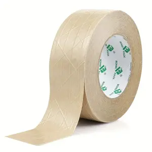Reinforced Kraft Paper Tape 2" x 55 Yards Waterproof Heavy Duty Self-Adhesive for Wood Plastic Glass Fabric Packing Shipping Moving Storage