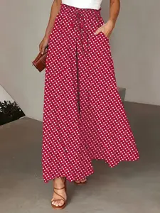 2026 Spring Summer Polka Dot Printed Wide Leg Pants, Casual Long Culottes, Style, Comfortable and Stylish