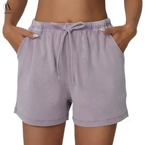 AUTOMET Women's Wintage Washed Comfort Casual Shorts