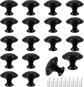 18 Piece Drawer Hardware Black 30mm Cabinet Knobs & Pulls for Dressers Kitchens with 25mm 40mm Screws Aluminum Alloy Rust Proof