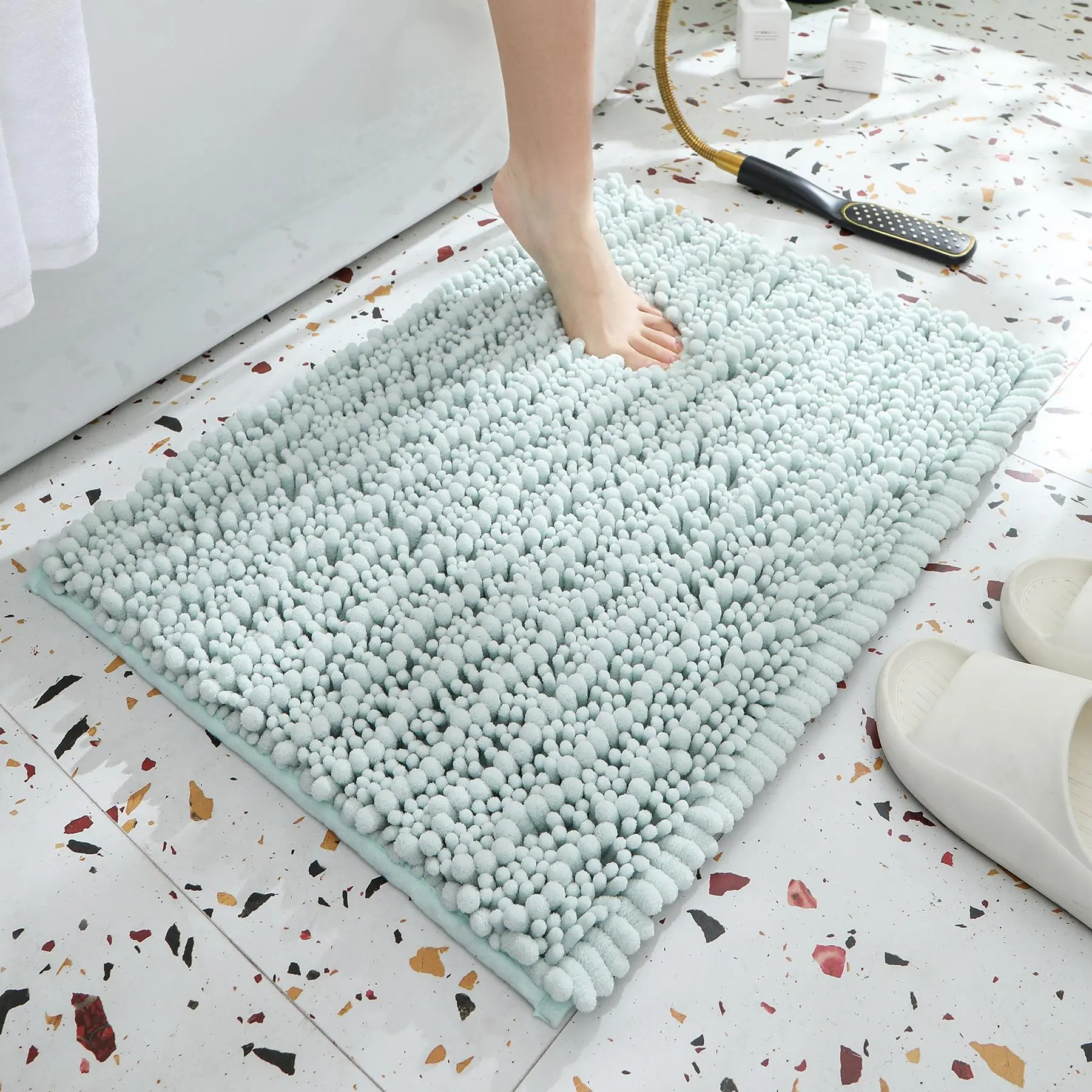 Soft Chenille Bath Mat, Non-slip Bathroom Rug, Thick Absorbent Bath Mat, Bathroom Mats, Bathroom Accessories, Bathroom Decor, Home Supplies, Nonslip Bathroom Rugs, Super Absorbent Bath Mat
