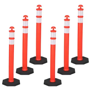 42” Traffic Delineator Cones Heavy-Duty (6-Pack),Safety Cones with Weighted Rubber Base for Construction Sites, Road Work & Crowd Control