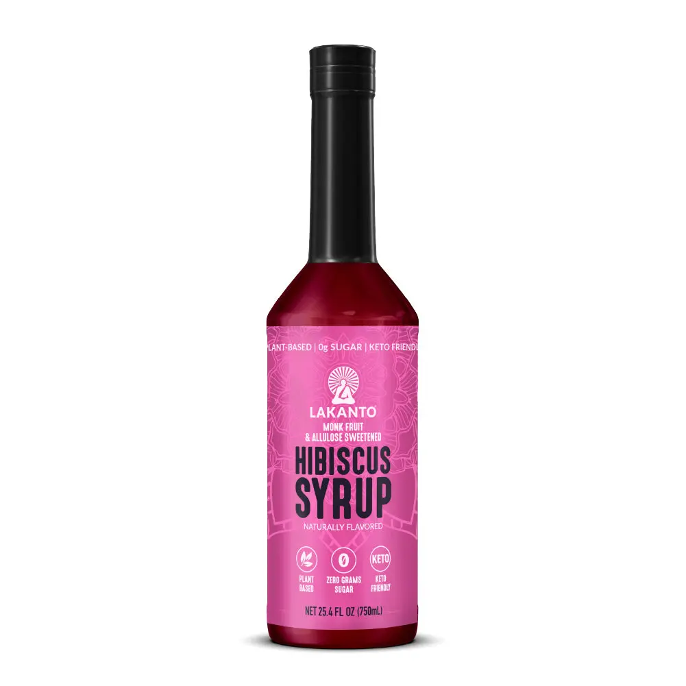 Lakanto Simple Flavoring Syrup - Monk Fruit Sweetener with Allulose, Perfect for Coffee, Tea, Cocktails, Snow Cones, Sodas, Other Healthy Drinks, Keto, Vegan (Hibiscus - 25.4 fl oz)