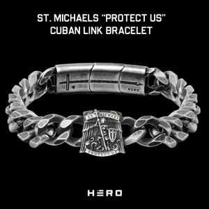 St. Michael's 'Protect Us' Cuban Link Bracelet: Helps Pair Veterans With A Service Dog Or Shelter Dog