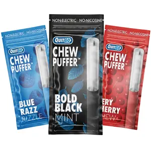 QuitGo Air Straw Black Bold Mint Habit Chew Stick – Plastic Reusable Natural Aid Straw to Curb Cravings & Breathe Freely
