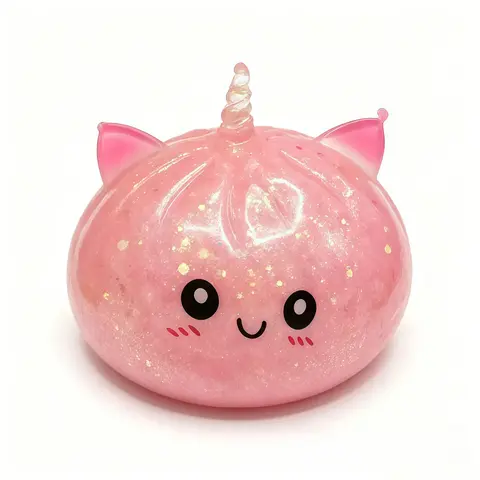 KIDGENIUS Glitter Unicorn Dumpling Squishy Toy - Sparkly Squishies Stress Relief Fidget, Quirky Cool Gifts for Kids, Squishies Toys for Anxiety Support
