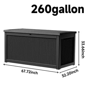 Easy Up 260-Gal Large Size Resin Deck Box - Waterproof, Weather Resistant, Textured Surface, Easy Setup & Installation, Modern Outdoor Garden Tool Storage Furniture