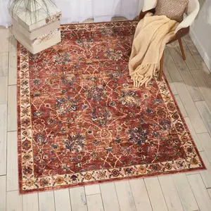 Nourison Reseda Brick Area Rug - Polyester Blend Carpet with Floral Motif, High-Traffic Durability, for Indoor Use (Includes Brick, Floral, Durable Area Rugs), Brick Area Rugs