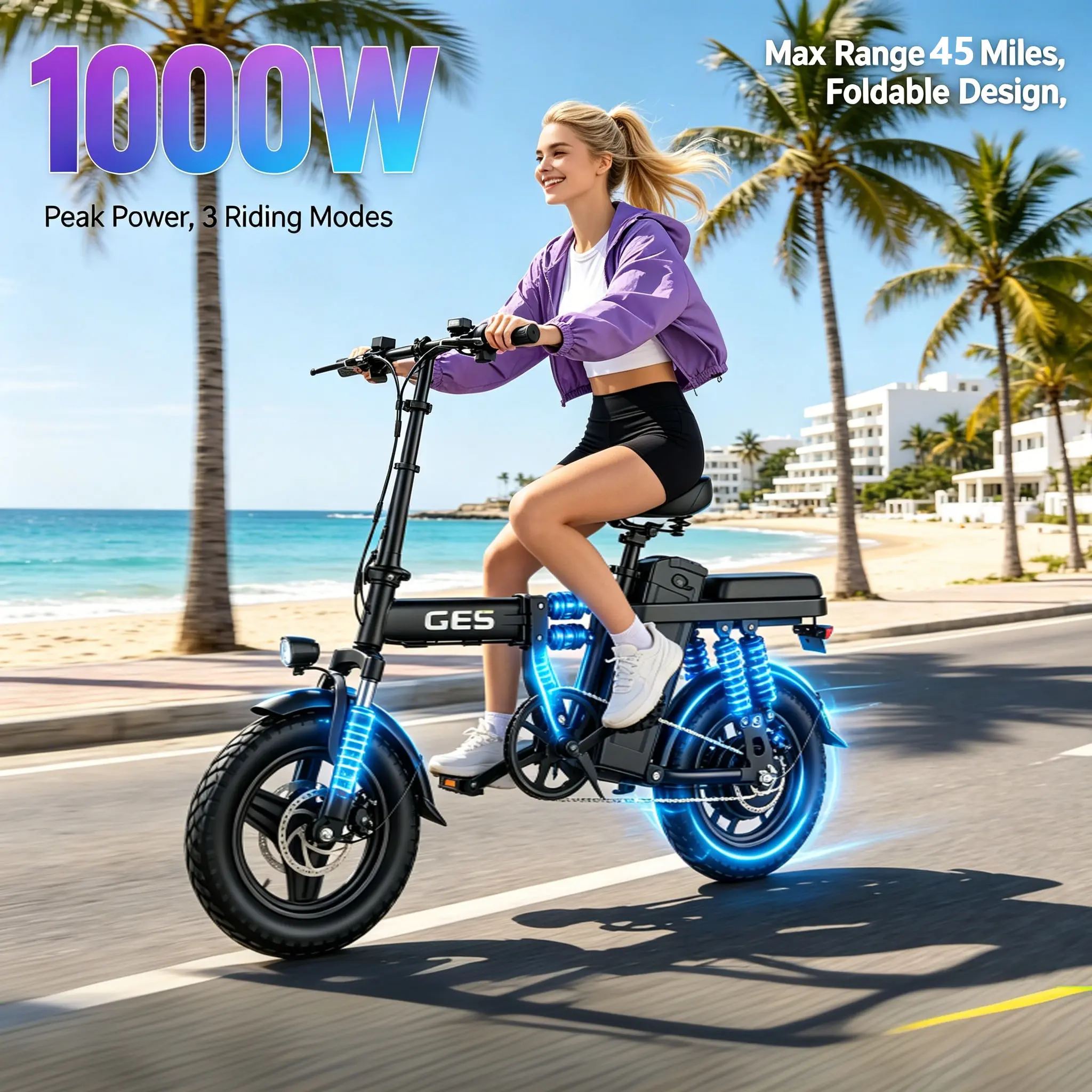 Sick of morning traffic & expensive gas? 500W Peak Folding Electric Bike with 48V 15AH Removable Battery, Long Range Adult Commuter Ebike