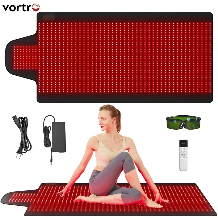 VORTRO Red Light Therapy Mat for Body Irradiance of 80 mW/cm², Infrared Light Therapy Blanket with 660nm & 850nm Dual Wavelengths, 1370 LEDs Infrared Light Therapy for Full Body Pain Relief, Improved Sleep