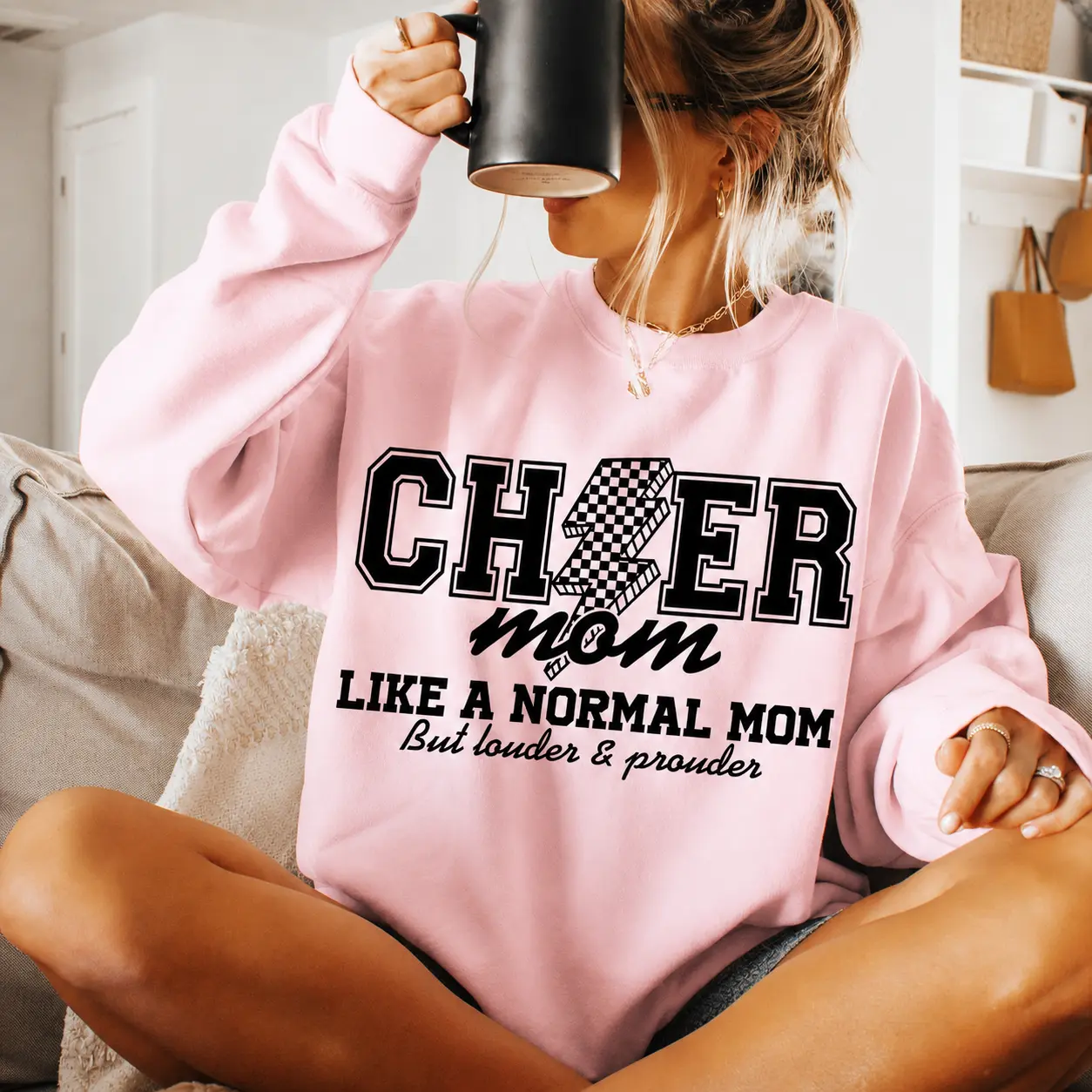 Cheer Mom Like A Normal Mom But Louder and Prouder Pullover Sweatshirt, Cheerleader Cheerleader Mom Shirt, Cheer Mom Life Gifts