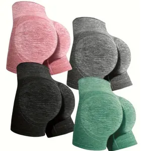 4pcs Women'S Butt Lifting Shapewear Shorts - Yoga Pants with Tummy Control, Medium Support, Solid Color Gym Workout Shorts for Fitness & Outdoor Activities, Workout Shorts, Tummycontrol Design