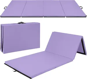 10Ftx4Ftx2In Folding Gym Mat 4-Panel Exercise Gymnastics Aerobics Workout Fitness Floor Mats W/Carrying Handles