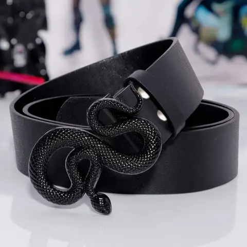 1 Piece Y2K Fashionable Simple Snake Design Buckle Belt, PU Buckle Belt, Street Style Belt, Casual Waistband for Jeans Short Skirt, Pu Leather Belts, Belt with Buckle