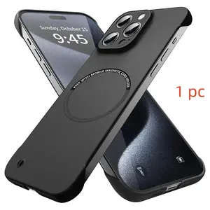 Luxury Ultra-Thin Frameless Magnetic Phone Case for iPhone 17/17 Air/16 E/pro Max/series, Simple Plain Matte Half-Edge Protection