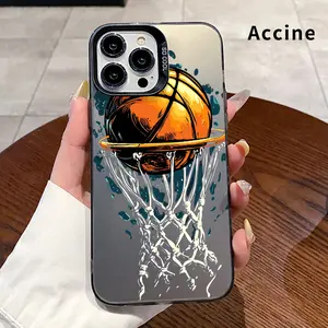 Hard Case Compatible for iPhone 16 Pro Max 15 Plus 14 13 12 11 XR E XS Basketball Hoop Dream IMD Hybrid Plate Drop Protection Cellphone Cover for Male