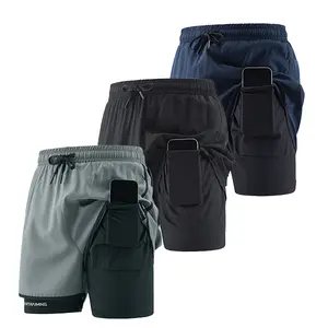 Men's 3-piece multi-pocket sports shorts