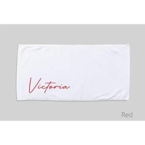 Personalized Script Name Beach Towel Custom Birthday Vacation Gift (red)
