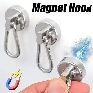 2-Pack Magnetic Hooks, 360° Rotatable, Strong Hold for Grill, Kitchen, Garage, Rust-Resistant, Space-Saving Organizer Solution