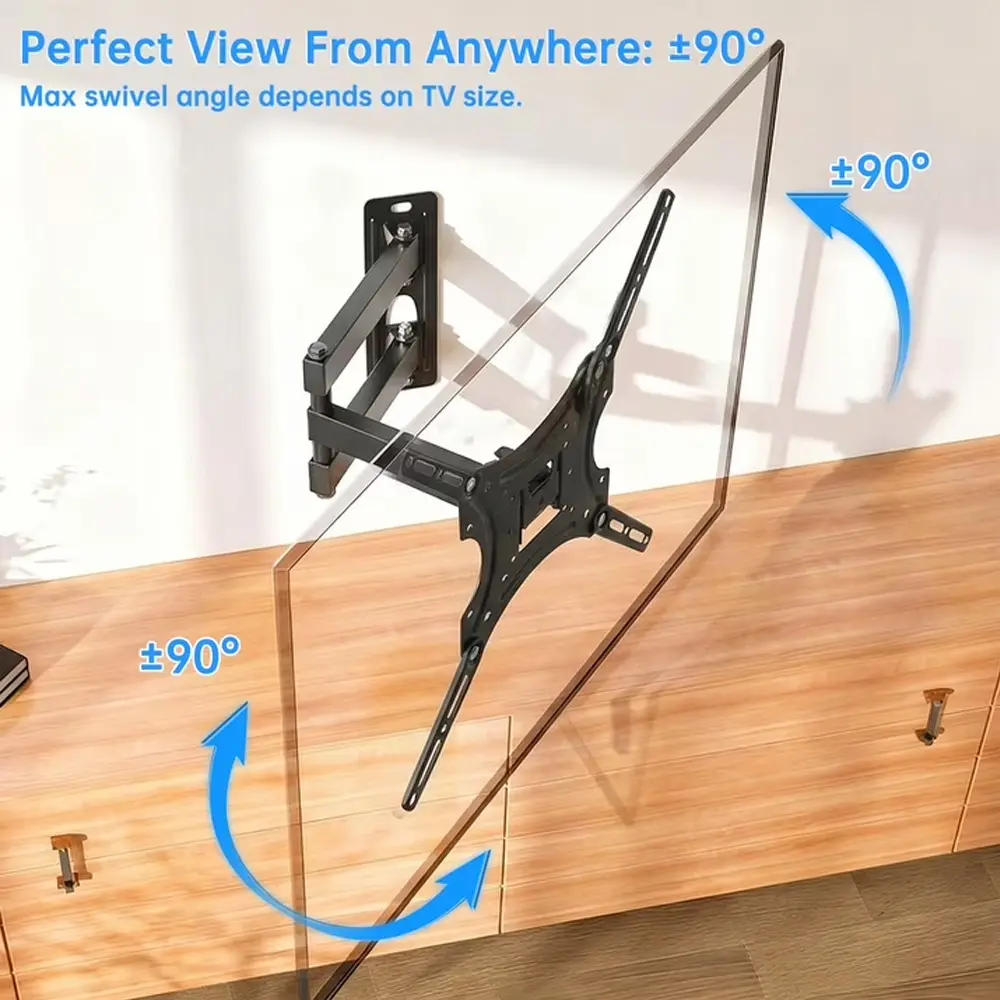 Durable Solid Steel Full Motion HDTV Wall Bracket TV Mount for 14-55 Inch Screens, Adjustable Stand with Swivel, Tilt & Articulating Arms, 26 lbs Load Capacity, Fits 75x75mm to 400x400mm VESA Patterns (Living Room Use)