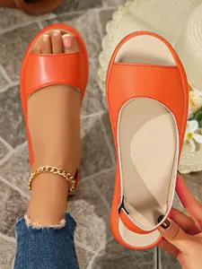 Women's Thick Sole Wedge Sandals, Simple Open-Toe Back Strap Summer Shoes, Comfortable Casual Wedge Flip Flops, Multiple Colors Available, Backstrap Sandals