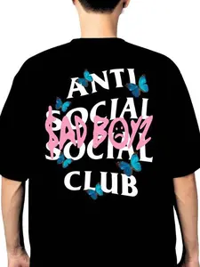 Men's Anti Social Social Club Print Round Neck Tee, Regular Fit Casual Short Sleeve Crew Neck T-Shirt for Summer, Fashion Men's Top for Daily Wear, Tropical