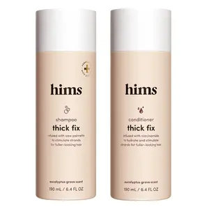 hims Thick Fix Shampoo & Conditioner Set - Saw Palmetto for Healthy Hair Growth & Thickening - Scalp Cleansing - Vegan, Sulfate-Free & Cruelty-Free - Eucalyptus Scent, 6.4 fl oz each, Lauric Acid, Combat hair loss