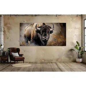 Yellowstone bison  wall art Buffalo rustic decor Bison art National park print Farmhouse decor Large wall art Housewarming gift