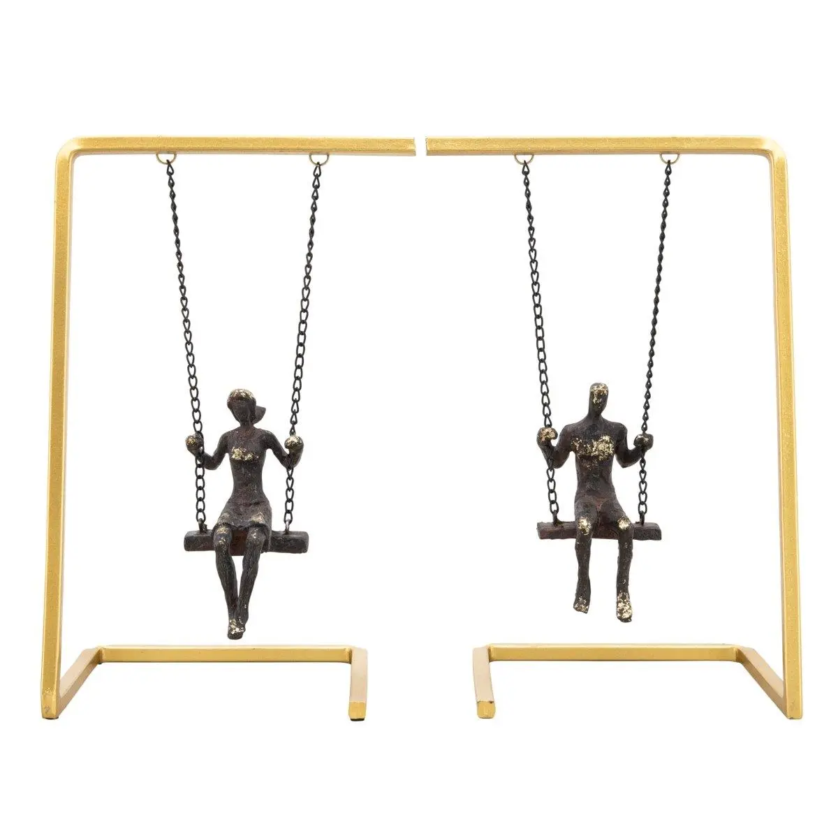 212 MAIN Gold Metal Swinging People Bookends - Set of 2, Glam Office Stationery Accessory with Desktop Organizing, Desk Accessories for Office & Work Desks, Desk Top Organizing