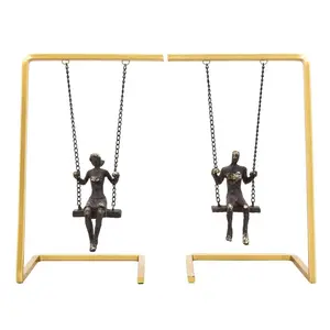Sagebrook Home  Swinging People Bookends, Gold - Set of 2