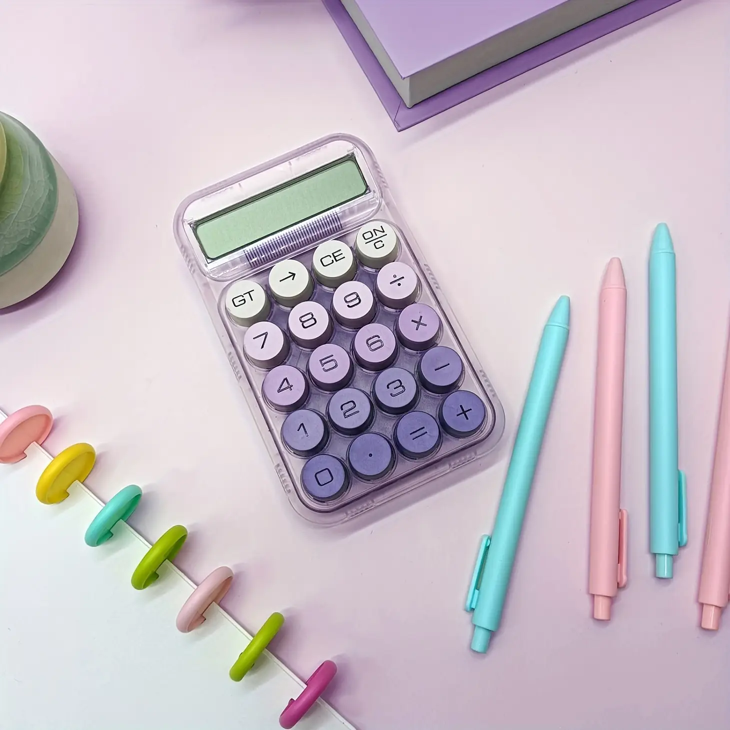 Large 10-digital Display Battery Powered Transparent Calculator (without Battery), Cute Aesthetic Design with Responsive Buttons, Accounting Supplies