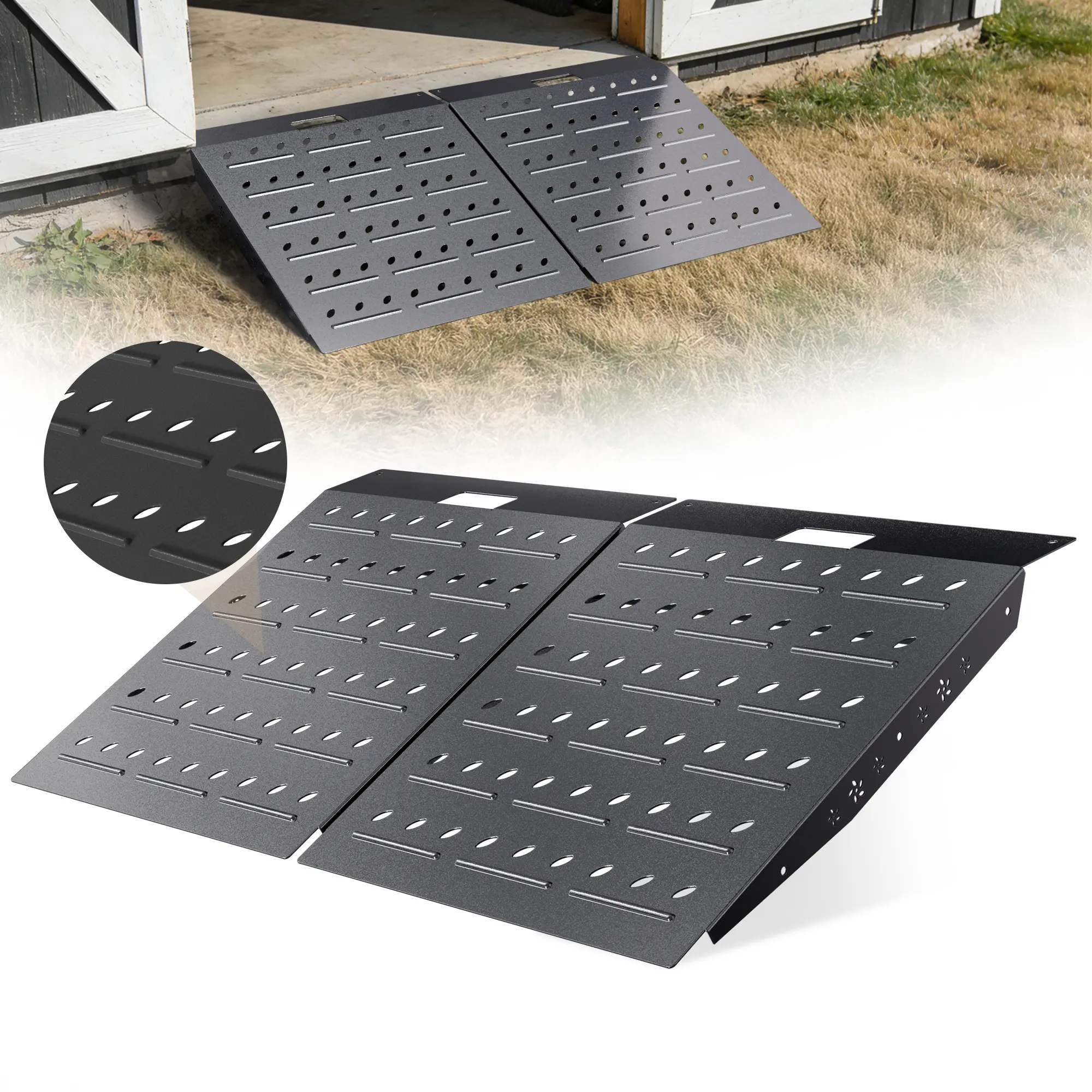 29" x 48" Shed Ramps - Black Loading Ramp for Riding Mower, 2 Pack Ramps for Sheds，1800 LB Capacity Alloy Loading Dock Ramp for Garages, Barns