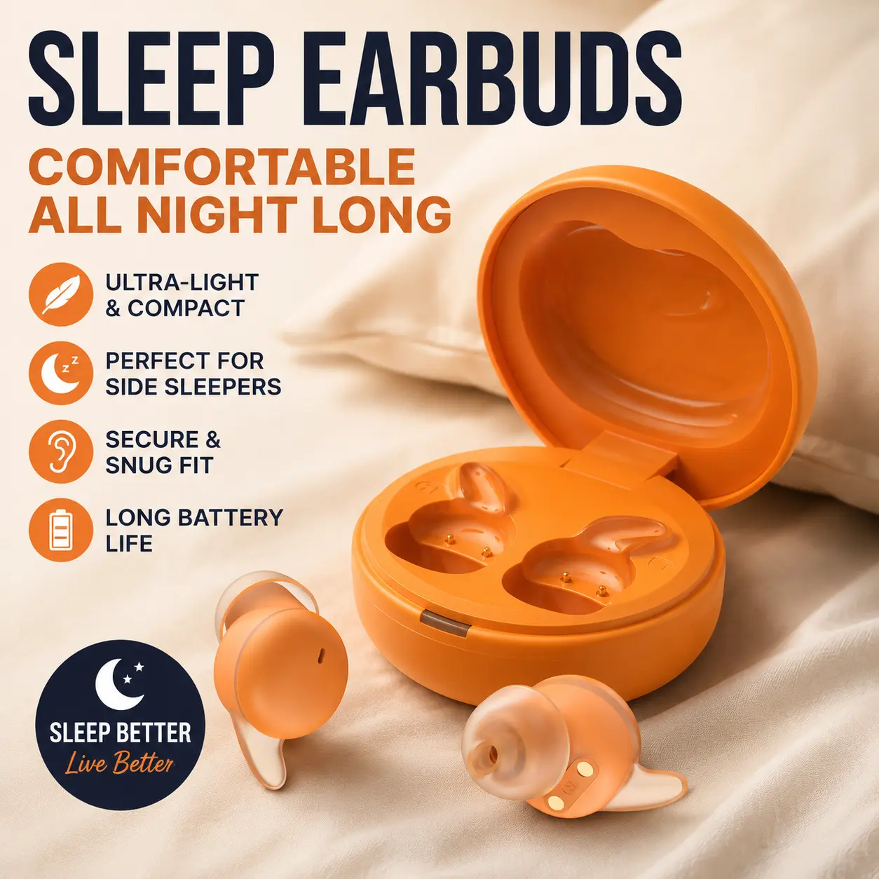 YX99 Bluetooth 6.0 Sleep Headphones - Invisible Flat Earbuds with Noise Reduction, Bass, No-Pressure Design for Side Sleepers, Ideal for Better Sleep, Travel mini invisible earbuds tiktokshopcreatorpicks earbuds summary