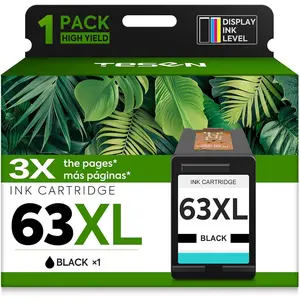 63XL Ink  Replacement for  Ink 63 HP63 HP63XL Compatible for  Officejet 4650 5258 5200 3830 5255 4655 4652 5252 Deskjet 3630 3634 1112 Envy 4510 4520 Printer 1-Pack Black