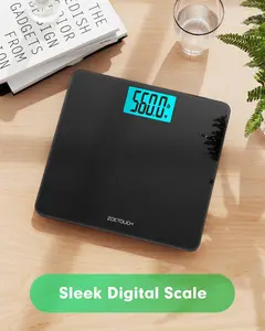 560lbs Scale for Body Weight Digital High Capacity Bathroom Weighing Bath Scale for Heavy People with Wide Platform Large LCD Display Batteries Included Black